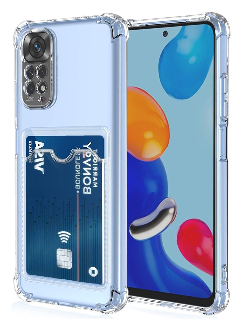 Wallet Phone Case Slim Fit Card Slot Transparent Case Protective Soft Shockproof Case with Card Holder For Xiaomi Redmi Note 11/11s 