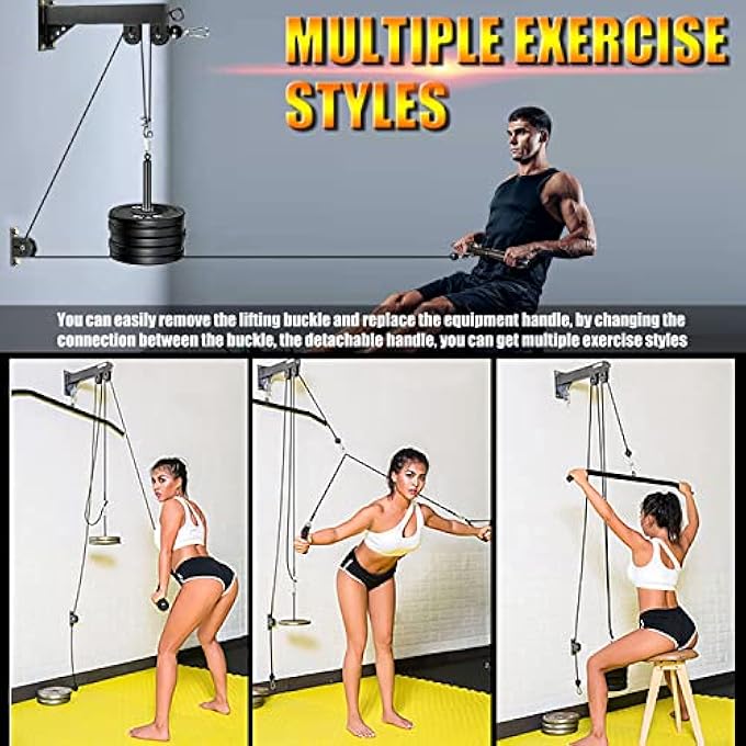 rayihni Fitness Wall Mount Pulley System, Weight Cable Pulley System For Gym, Lat Pull Down And Low Row Cable Machine, Cable Station Equipment - Image 5