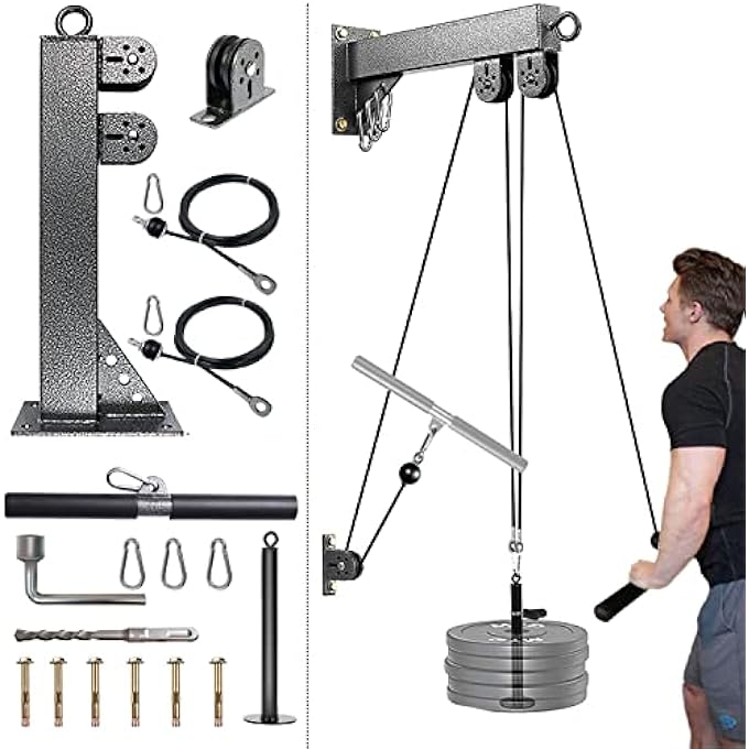rayihni Fitness Wall Mount Pulley System, Weight Cable Pulley System For Gym, Lat Pull Down And Low Row Cable Machine, Cable Station Equipment - Image 2