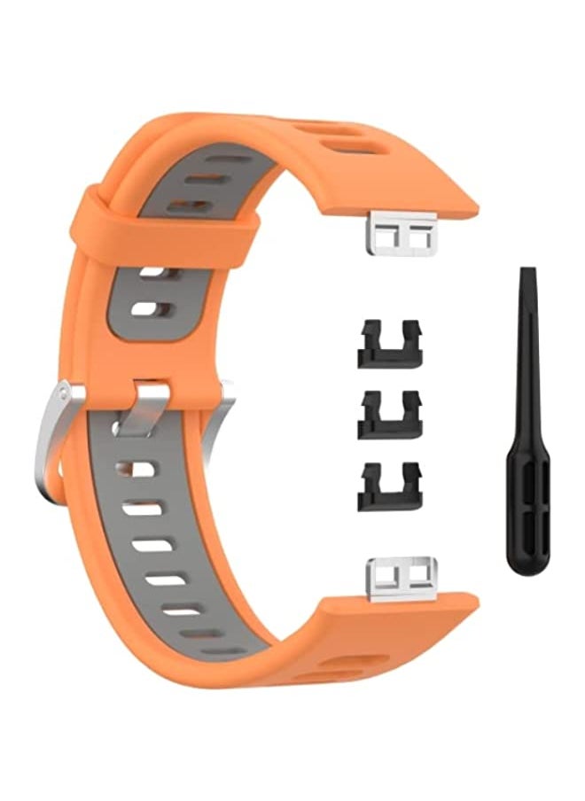 BGM - BGM Band For Huawei Watch Fit Two-color Silicone Watch Band Orange+Grey - Image 1