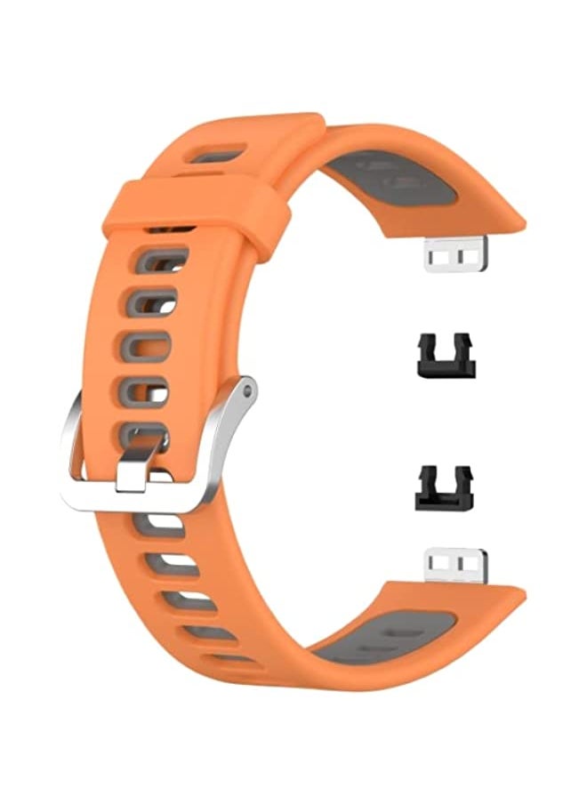 BGM - BGM Band For Huawei Watch Fit Two-color Silicone Watch Band Orange+Grey - Image 1