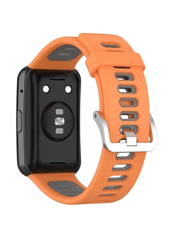 BGM - BGM Band For Huawei Watch Fit Two-color Silicone Watch Band Orange+Grey - Image 1