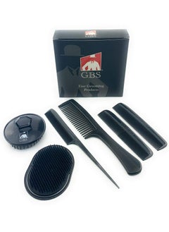 G.B.S 6Pcs Black 5" Course Fine All Fine Pocket Rat Tail Comb Palm Portable Beard Shower Shampoo Scalp Massage Brush 8.5" Comb 8.5" Tangle Travel Light Weight Head Scrubber Professional Design Handy  - Image 2