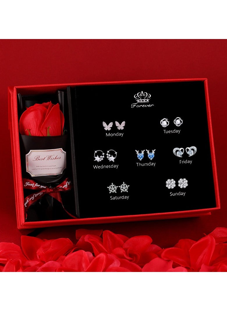 Mark Fairwhale One Week Earring Set Inlaid With Micro Zirconia Fashion Week Earrings 