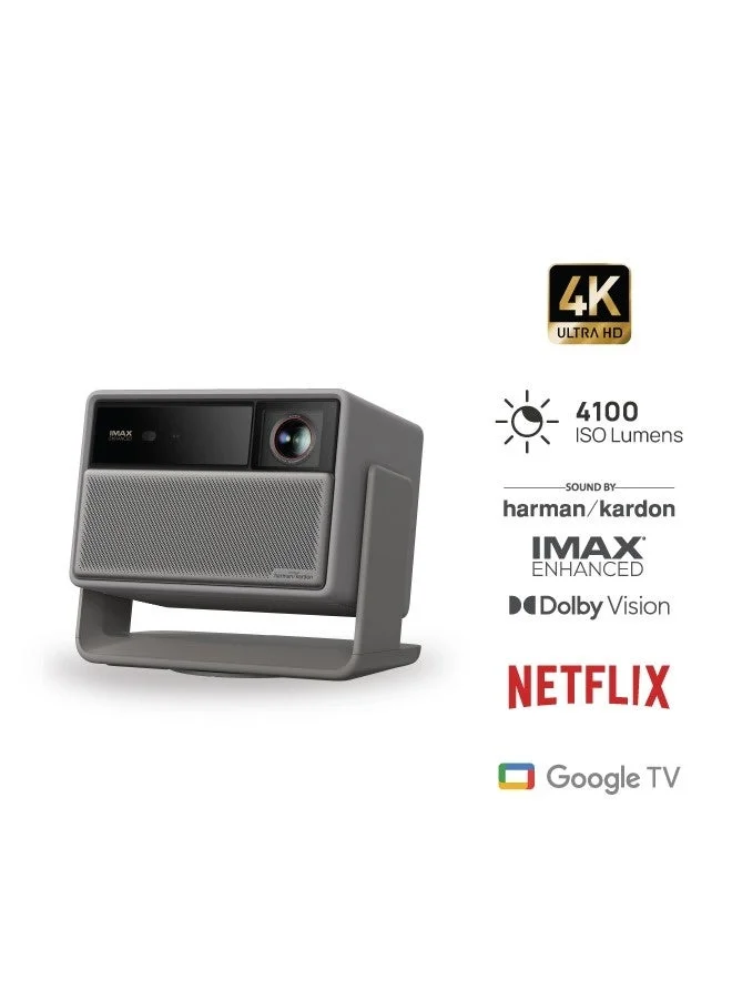 إكسجيمي بروجكتور هورايزون  برو ثلاثي الليزر   بشاشة تصل إلى  بوصة و  لومن و  هرتز للألعاب وتلفزيون جوجل مدمج و  وسماعات هارمان كاردون   واط للترفيه المنزلي الفاخر