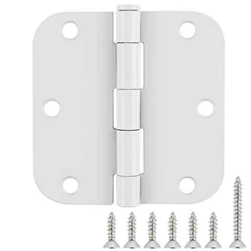 TDCHINGES 3 Pack White Door Hinges 3.5" Interior Hardware for Doors 3 1/2 Inch Rounded 5/8"Radius Non Removable Pin Bedroom Hinge Bulk Heavy Duty Steel Bisagra De Puerta Blanca Gate Decor Accessories No Squeak - Image 1