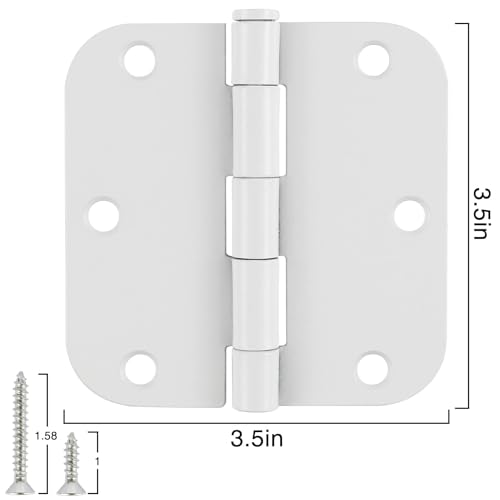 TDCHINGES 3 Pack White Door Hinges 3.5" Interior Hardware for Doors 3 1/2 Inch Rounded 5/8"Radius Non Removable Pin Bedroom Hinge Bulk Heavy Duty Steel Bisagra De Puerta Blanca Gate Decor Accessories No Squeak - Image 4