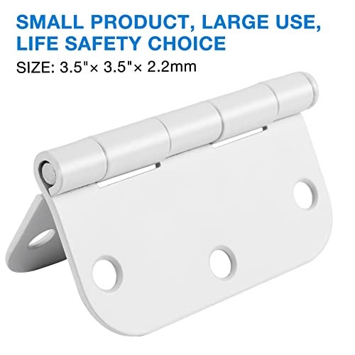 TDCHINGES 3 Pack White Door Hinges 3.5" Interior Hardware for Doors 3 1/2 Inch Rounded 5/8"Radius Non Removable Pin Bedroom Hinge Bulk Heavy Duty Steel Bisagra De Puerta Blanca Gate Decor Accessories No Squeak - Image 2