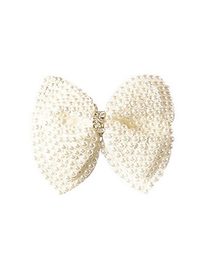 Yeaplike - 2 Pack 3.5Inch White Rhinestone Hair Bows For Girls Cute Pearls Hair Bow With Alligator Hair Clips Beads Hairgrip For Kids Toddlers Teens Ldren - Image 1