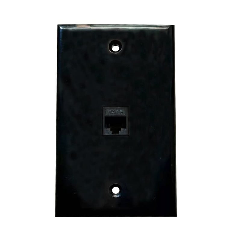 BUPLDET 1 Port Ethernet Wall Plate Black - Single Gang Cat6 RJ45 Ethernet Wall Plate Female to Female Cover Plate Compatible with CAT7/CAT5 Cable - Image 1