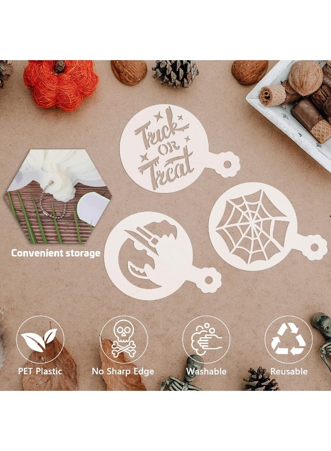 JULBEAR 36 Pieces Reusable Halloween Cake Cookie Stencils Templates Mold Tools for Cookies DIY Holiday Baking Painting Dessert Craft Coffee Decoration  - Image 3