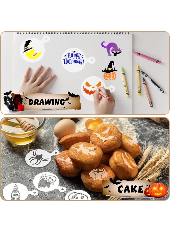 JULBEAR 36 Pieces Reusable Halloween Cake Cookie Stencils Templates Mold Tools for Cookies DIY Holiday Baking Painting Dessert Craft Coffee Decoration  - Image 5