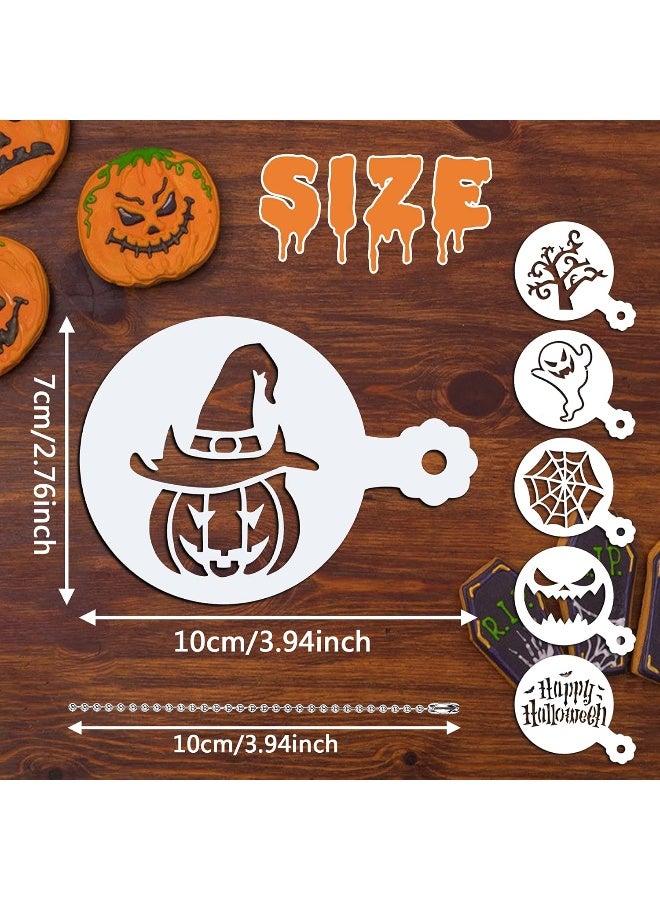 JULBEAR 36 Pieces Reusable Halloween Cake Cookie Stencils Templates Mold Tools for Cookies DIY Holiday Baking Painting Dessert Craft Coffee Decoration  - Image 2