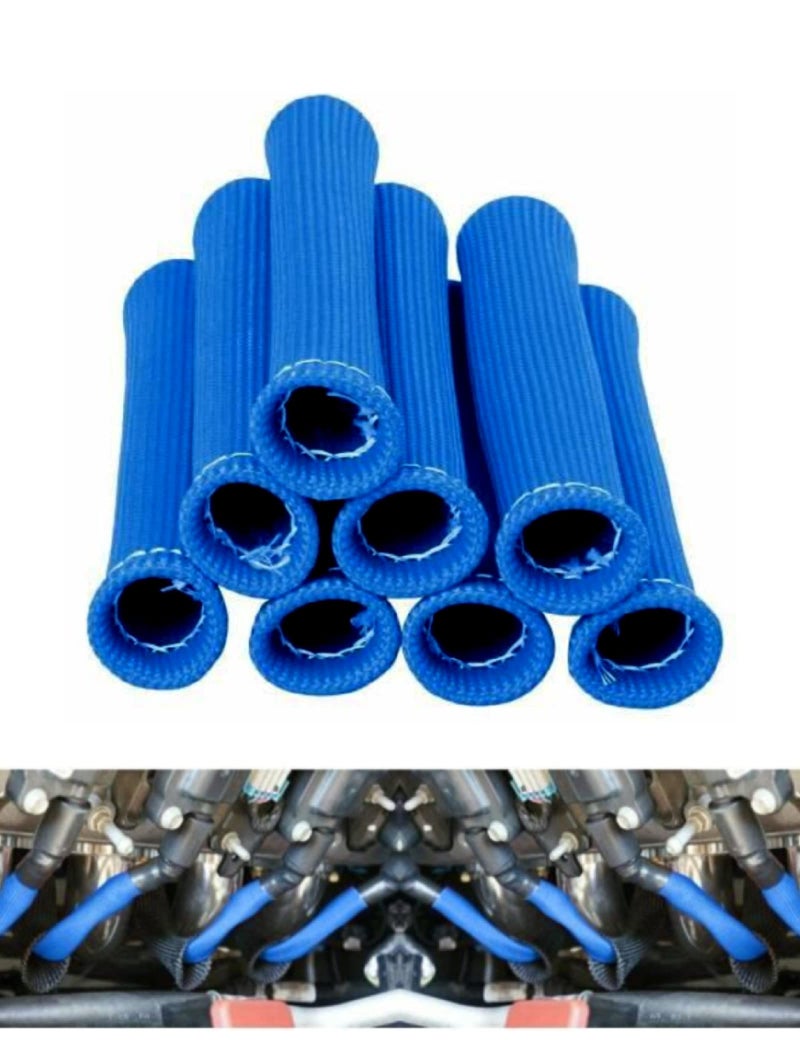 Ummickl Spark Plug Wire Heat Shield 8pcs 2500 Spark Plug Heat Shield Sleeve Spark Plug Boot Protector Spark Plug Covers For LS1LS2 Blue