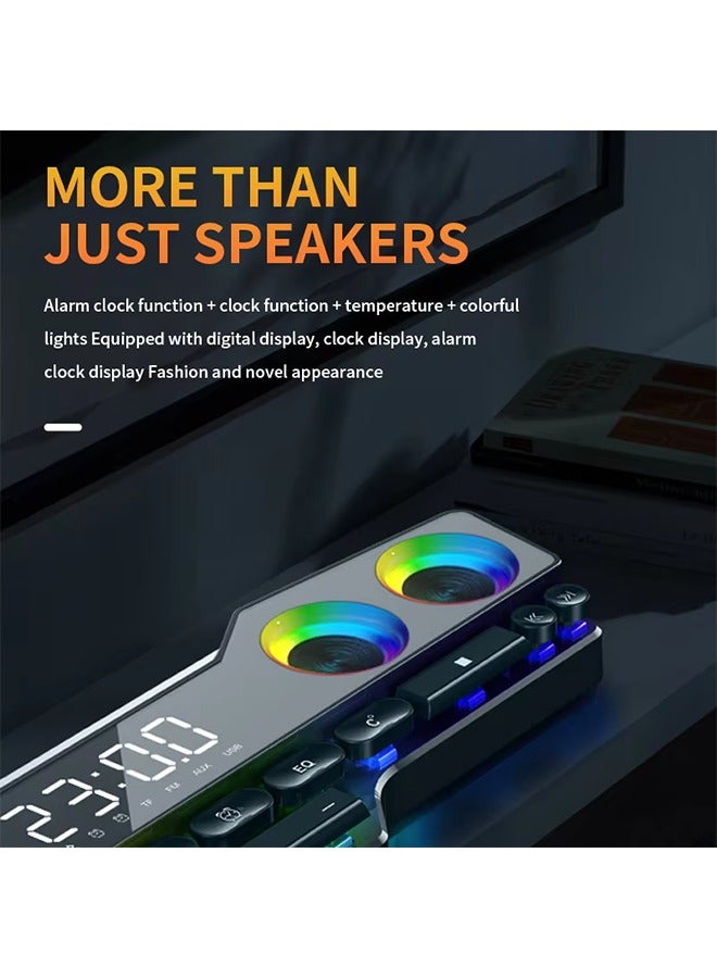 Colorful LED Wireless Bluetooth Speaker Home Desktop RGB Computer Mechanical Keyboard Game Speaker Portable Radio Clock Soundbox - Image 3