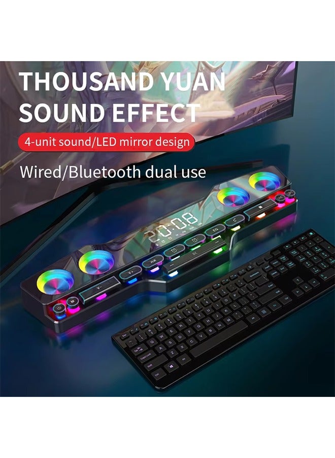 Colorful LED Wireless Bluetooth Speaker Home Desktop RGB Computer Mechanical Keyboard Game Speaker Portable Radio Clock Soundbox - Image 5