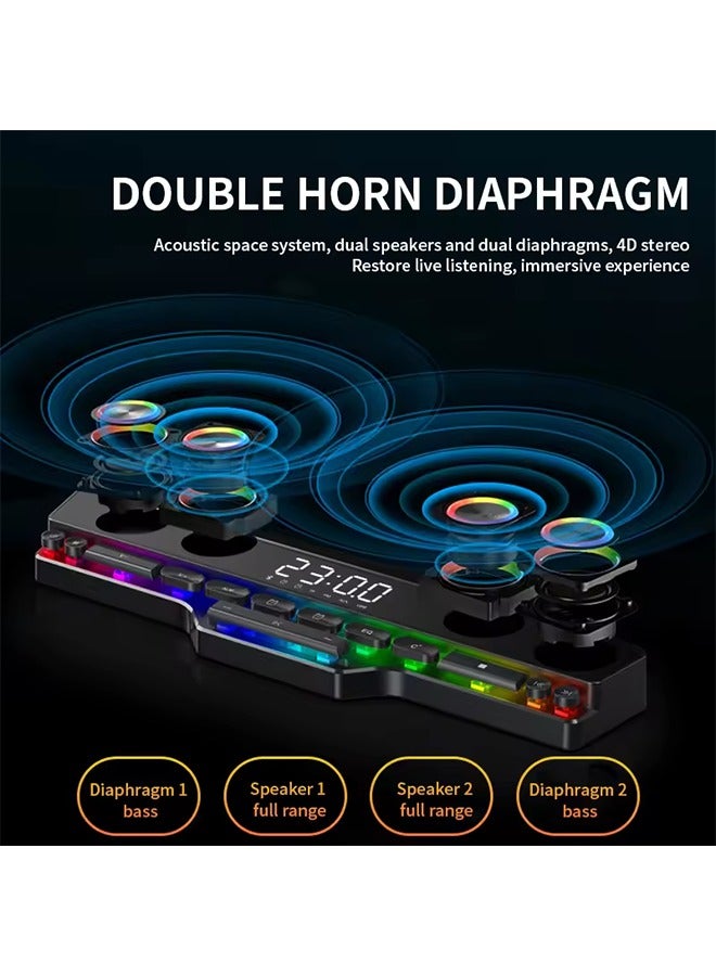 Colorful LED Wireless Bluetooth Speaker Home Desktop RGB Computer Mechanical Keyboard Game Speaker Portable Radio Clock Soundbox - Image 2