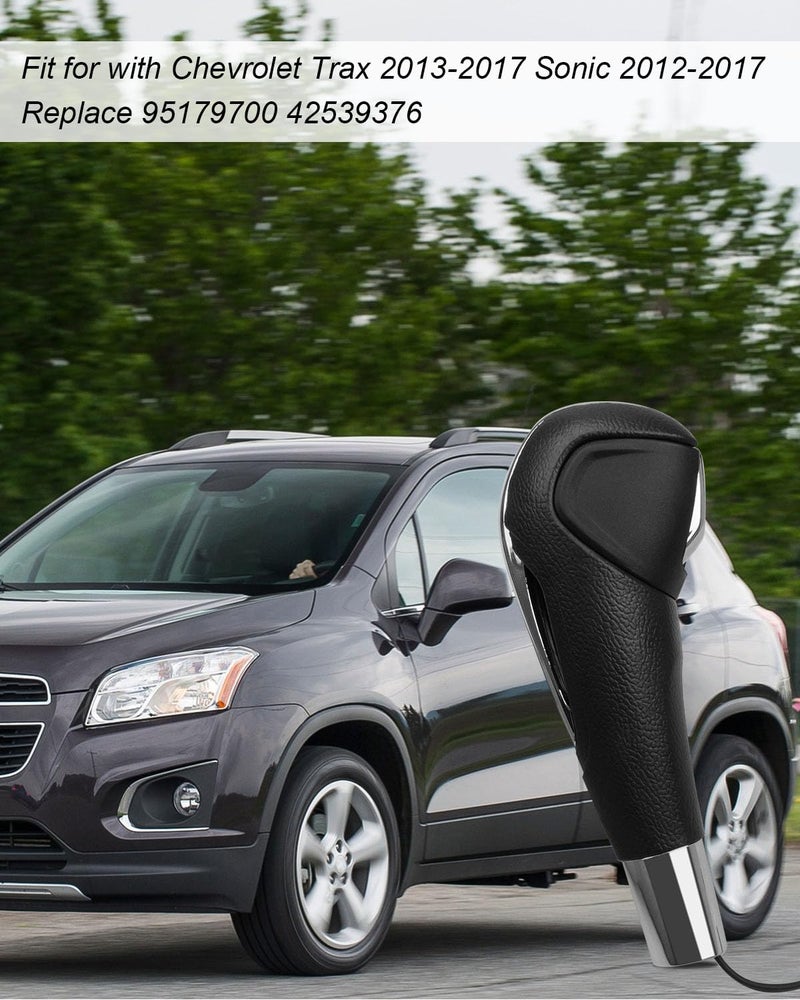 ULZOZN Automatic Transmission Gear Shift Knob Fit for Chevrolet Trax 2013-2017 Sonic 2012-2017, Handle Shift Lever Gear Shifter Knob with Button Replace 95179700, Chrome - Image 4