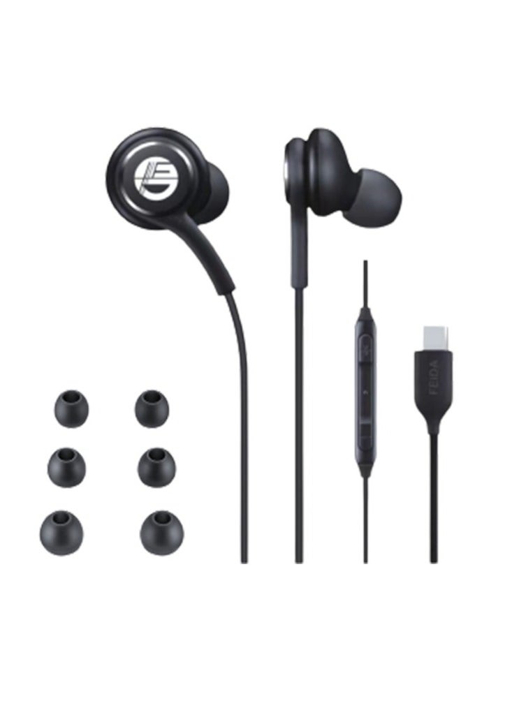 FEIDA Type-C In-Ear Earphone With Microphone Black 