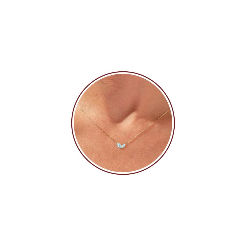 Btysun Birthday Gifts for Women, March Birthdtone Necklace for Women 14k Gold Necklace with 2 Birthstone Aquamarine Necklace Trendy Anniversary Birthady Jewelry Christmas Gifts for Her - Image 1