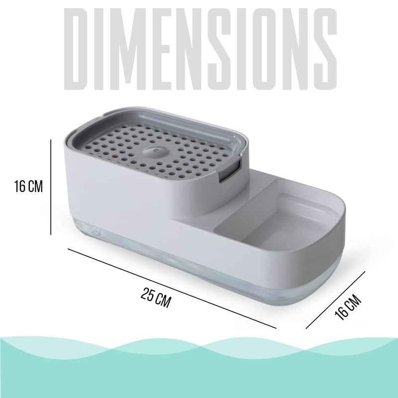 OffyBird 3 in 1 Dishwashing Soap Dispenser for Kitchen Sink - Liquid Soap Pump with Sponge Holder, Durable & Rust-Proof 400ml Countertop Soap Dispenser, Dishwasher Liquid Holder for Kitchen & Bathroom - Image 5