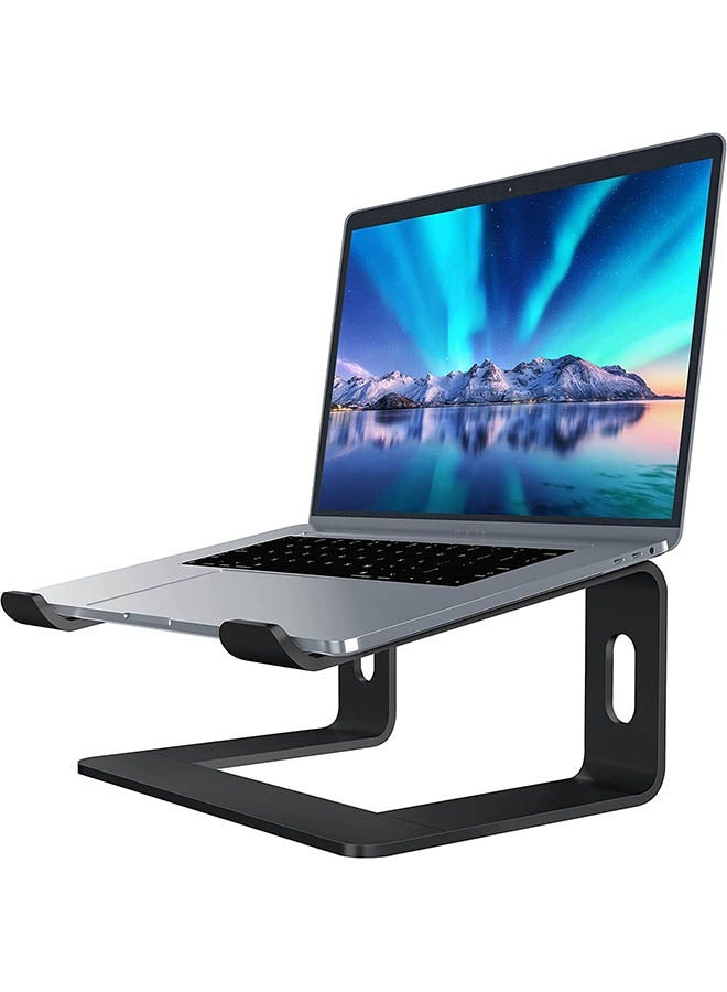 Generic Laptop Stand, Aluminum Computer Riser, Ergonomic Laptops Elevator For Desk, Metal Holder Compatible With 10 To 15.6 Inches Notebook Computer, Black  - Image 1