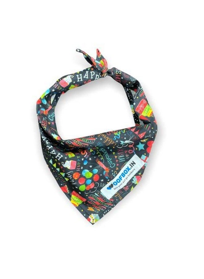 W Brings Birthday Cakes & Balloons Dog Bandana/Scarf | This Stunning Gorgeous Design Dog Bandana Scarf Is Perfect Styling Accessory For Dogs Large, Medium & Small. One Size Fits All. - Image 1