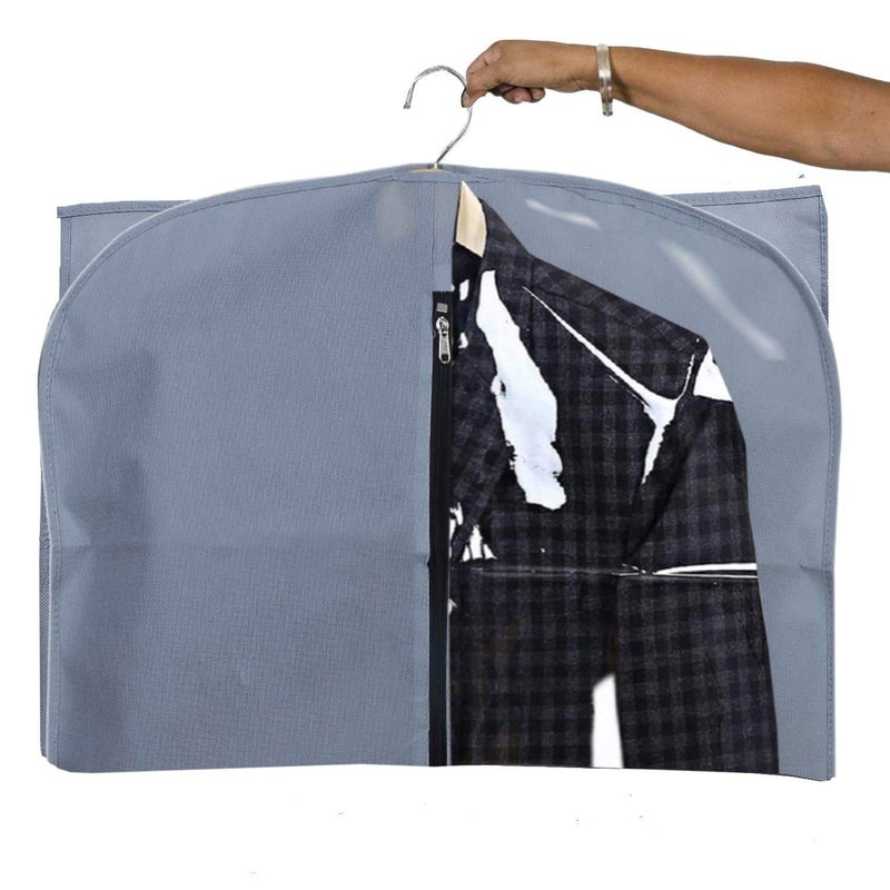 Kuber Industries Kuber Industries 6 Pieces Half Transparent Non Woven Mens Coat Blazer Suit Cover Grey - Image 5