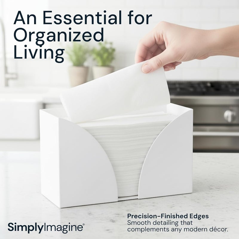 SimplyImagine حامل مناديل ورقية للطاولة من SimplyImagine - حامل تخزين أكريليك أبيض للاستخدام في المطبخ أو الحمام للمناديل الورقية متعددة الطيات، طية C، طية ثلاثية، طية Z - للاستخدام التجاري أو المنزلي - Image 4