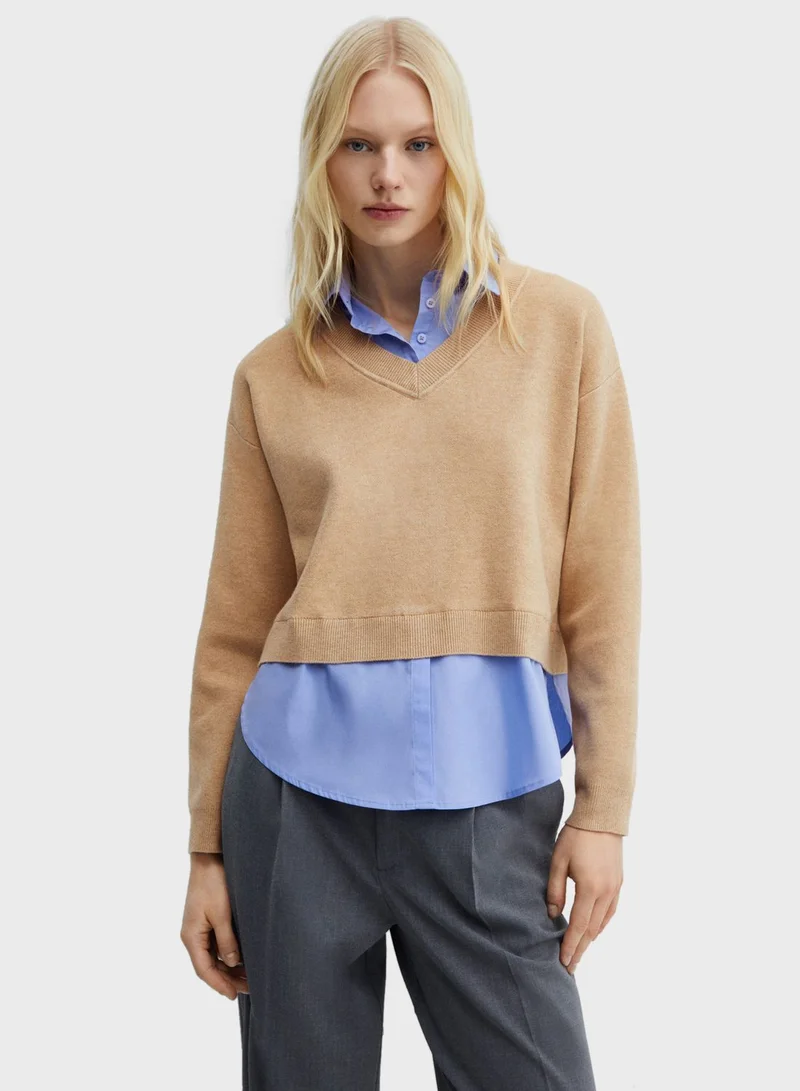 MANGO V-Neck Knitted Sweaters