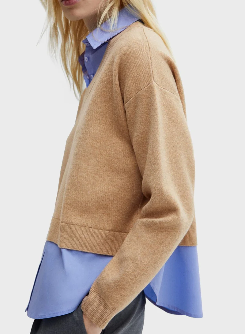 MANGO V-Neck Knitted Sweaters