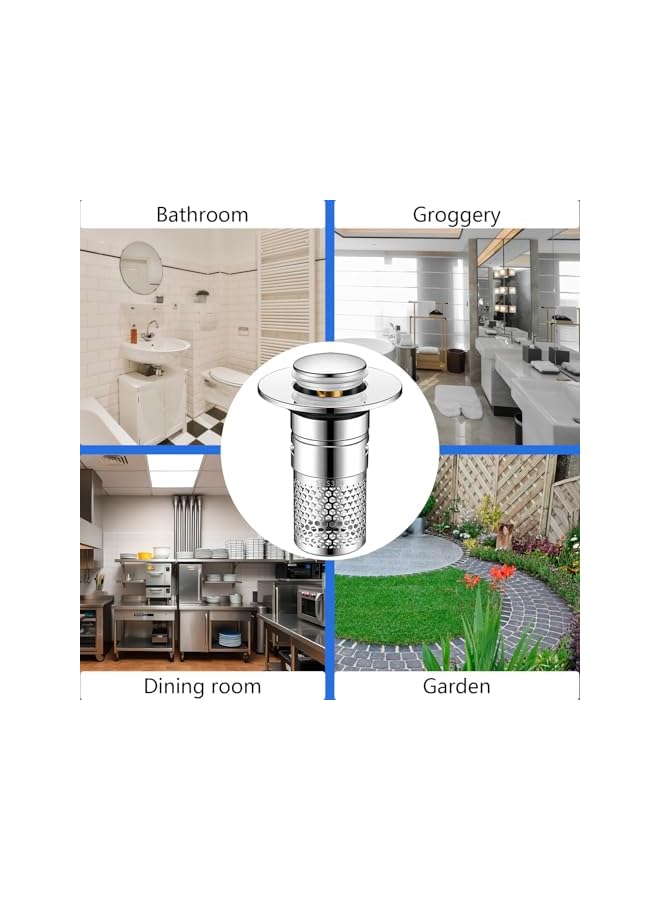 The Bros 2 Pack Bathroom Sink Stopper,Pop Up Sink Drain Filter,Removable Stainless Steel Filter,universal pop up drain strainer shower quick draining - Image 5