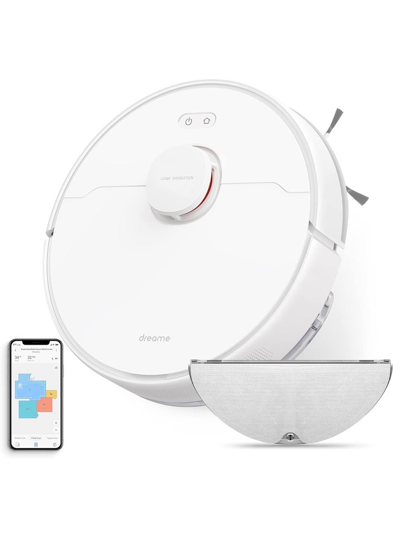 DREAME D9 Max 2 in 1 Robot Vacuum Cleaner, Intelligent LDS Navigation Laser 4000Pa, Multiple Floor Maps for Floors, Carpets, Pet Hair, WiFi/Alexa/App Control, White - Image 1
