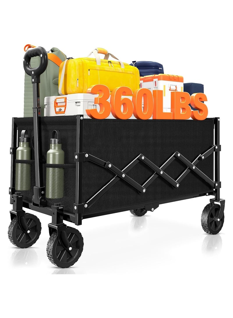 Bukela Collapsible Wagon Cart Foldable - Lightweight Portable Heavy Duty Folding Beach Wagons with Wheels - Outdoor Utility Carts for Grocery, Camping, Shopping, Sports, Garden with Large Capacity - Image 1