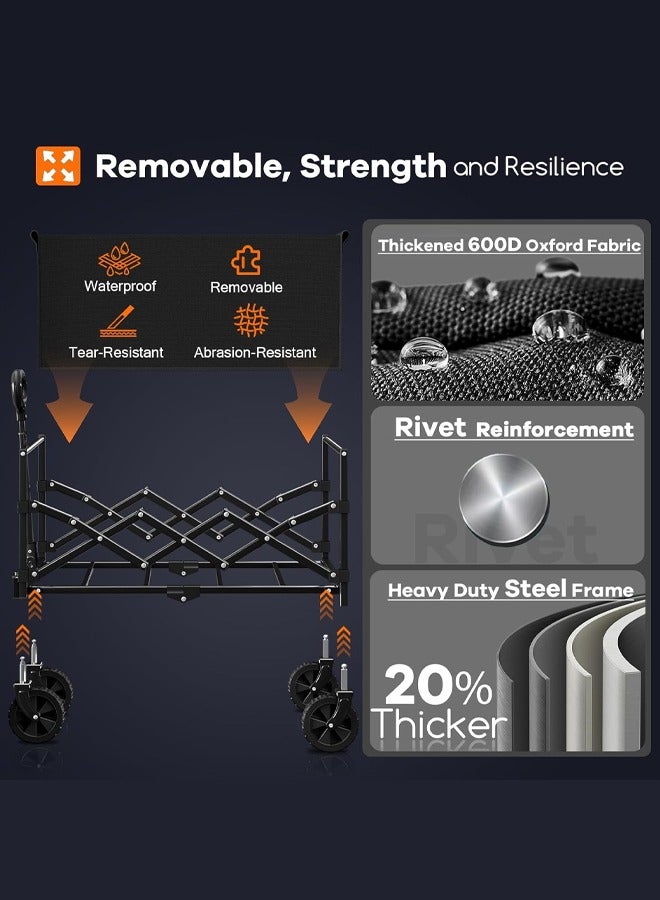 Bukela Collapsible Wagon Cart Foldable - Lightweight Portable Heavy Duty Folding Beach Wagons with Wheels - Outdoor Utility Carts for Grocery, Camping, Shopping, Sports, Garden with Large Capacity - Image 5