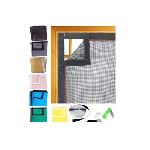 SAI PRASEEDA Fibreglass Mosquito Net for Windows 47 x 59 Inch_120 x 150 Cm_4 x 5 Feet Black Color with Adhesive Hook and Loop Stitched to Net SP3 - Image 1