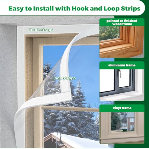 Forestchill Window Insulation Kit, 47" x 63" (120 x 160cm) Adjustable Winter Seal, Reusable Indoor Insulator to Block Cold, Dust - Clear Plastic Film With Hook & Loop Strips - Image 4