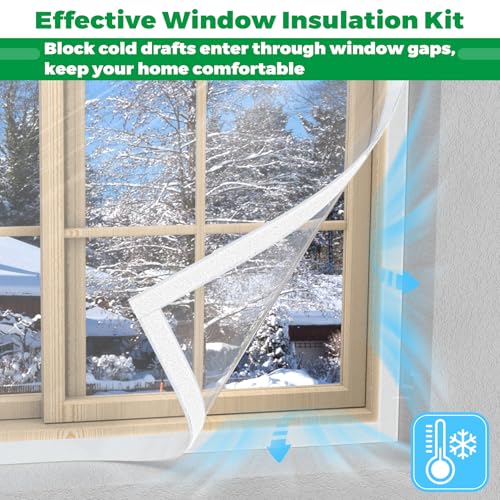 Forestchill Window Insulation Kit, 47" x 63" (120 x 160cm) Adjustable Winter Seal, Reusable Indoor Insulator to Block Cold, Dust - Clear Plastic Film With Hook & Loop Strips - Image 3