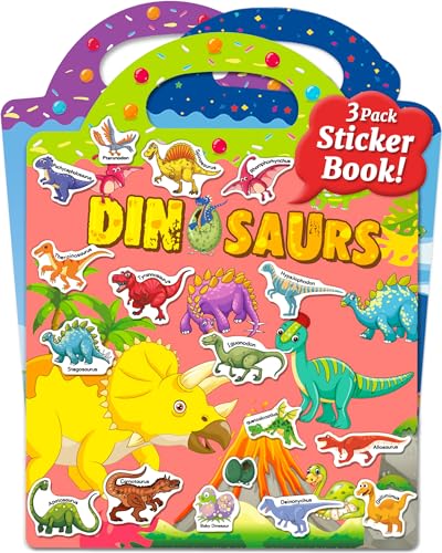 Benresive Reusable Sticker Book for Toddlers Stickers for Kids Toddler Travel Toys Activities Crafts Ages 3 and Up Birthday Gifts Ocean Fairy and Dinosaur - Image 1
