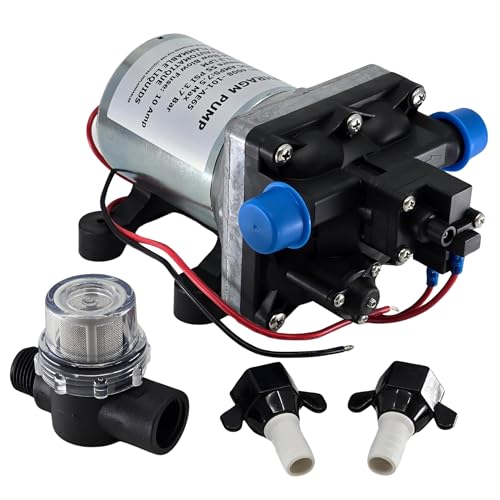 PowerMax RV Water Pump 4008-101-A65/E65 | 3.0 GPM - 55 PSI | 12V Camper RV Water Pump | On Demand Diaphragm | Quiet & Smooth Operation | Self Priming | Quick Attach Fitting | 1 Pump + 1 Strainer - Image 1