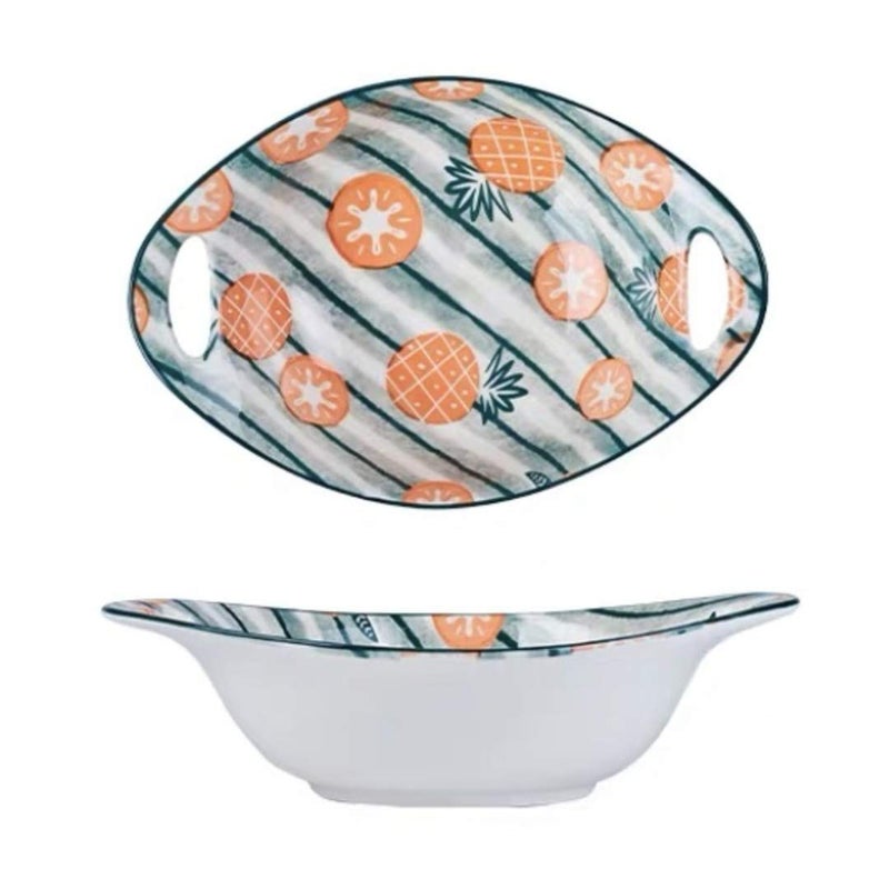 TOMATUS 1 PCS Porcelain Bowl Cereal Bowls Ceramic Bowls for SoupSaladPastaRiceIce CreamDessertAssorted Diffrent DesignMicrowave Dishwasher Safe Set of 1 PCS Pineapple - Image 1