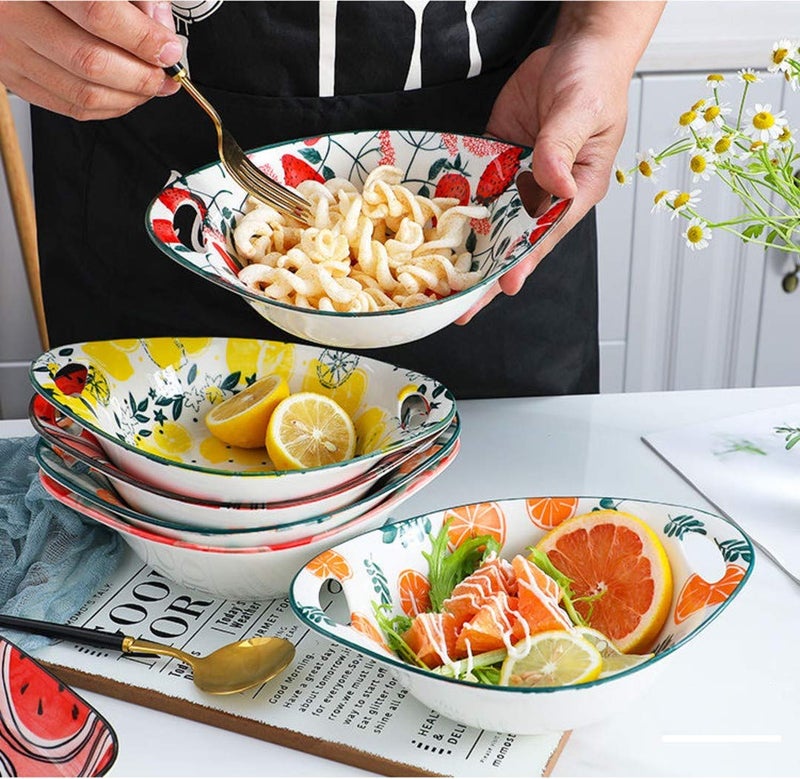 TOMATUS 1 PCS Porcelain Bowl Cereal Bowls Ceramic Bowls for SoupSaladPastaRiceIce CreamDessertAssorted Diffrent DesignMicrowave Dishwasher Safe Set of 1 PCS Pineapple - Image 4