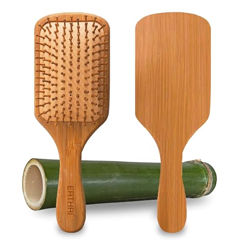 Erthri Wooden Paddle Hair Brush for Women & Men | Air-Cushioned Bristles for Gentle Detangling | Eco-Friendly Bamboo Handle Smooth Styling for All Hair Types Durable & Travel-Friendly Design - Image 1