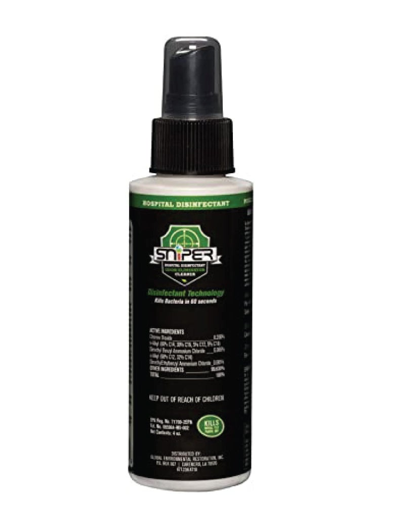 SNiPER Hospital Disinfectant, Odor Eliminator & All-Purpose Cleaner, 4 Ounce Spray Bottle - Image 1