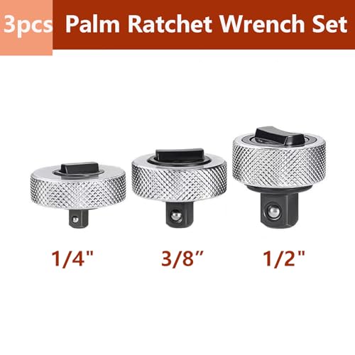 WINTOWIN 3PCS Reversible Thumbwheel Ratchet Wrench Set, Palm Ratchet Wrench, 1/4” 3/8” 1/2” Drive Ratchet Set,Mini Finger Ratchet Set for Tight Spaces - Image 2