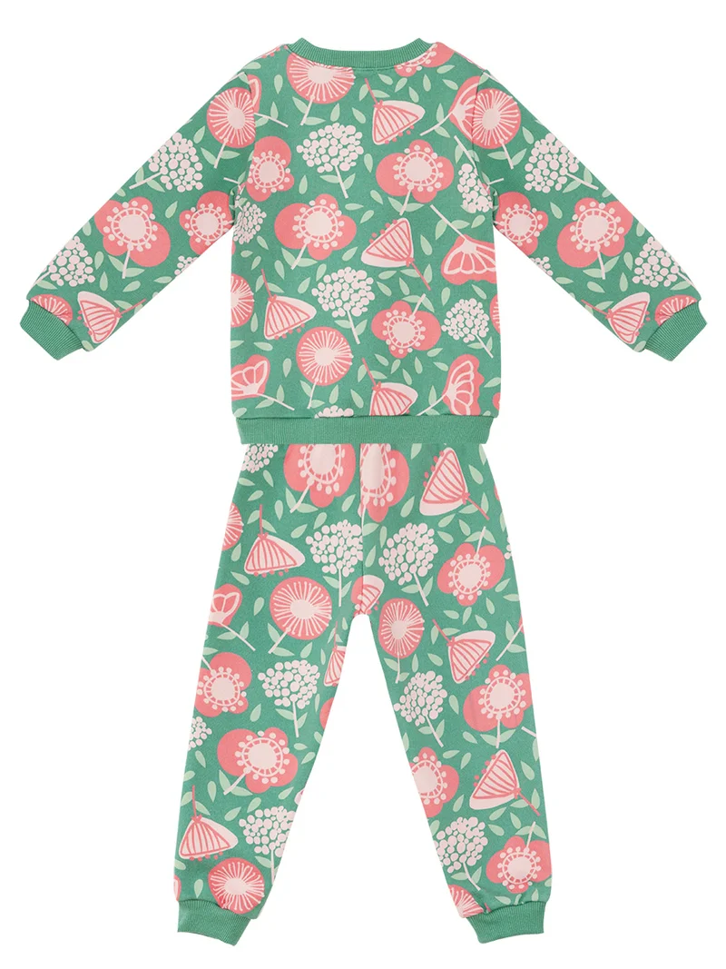 Denokids Flower Garden Baby Girl Green Tracksuit