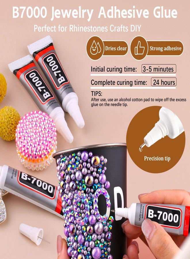 TINKRSTUFF 14000PCS Flatback Pearls and Pink Rhinestones for Bedazzling Kit, Pink White 3-10mm Resin Rhinestones Gems and Half Pearls for Crafting, Nail Art and Grad Cap Decor with B7000 Jewelry Glue - Image 5
