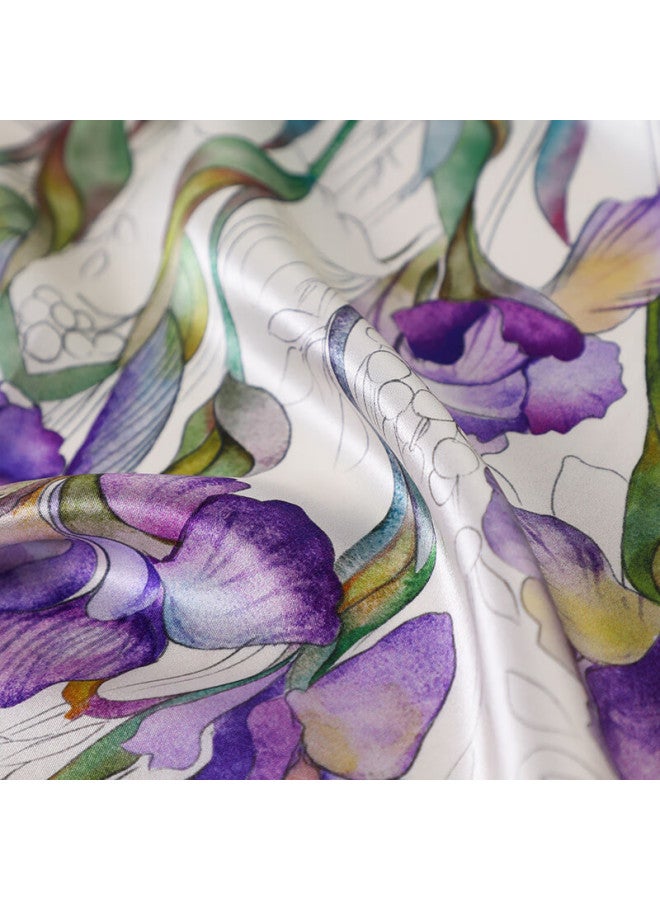 Hang Silk House Hangsifu Silk Scarf, Mulberry Silk Neck Scarf, Neck Protection Small Scarf, Gift For Women, Birthday And New Year Gift Box For Mom, Purple Swallow - Image 3