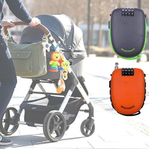 Bosvision Ultra-Secure 4-Digit Combination Lock with 3 Feet Retractable Cable for Bike, Ski, Snowboard and Stroller…Orange - Image 4