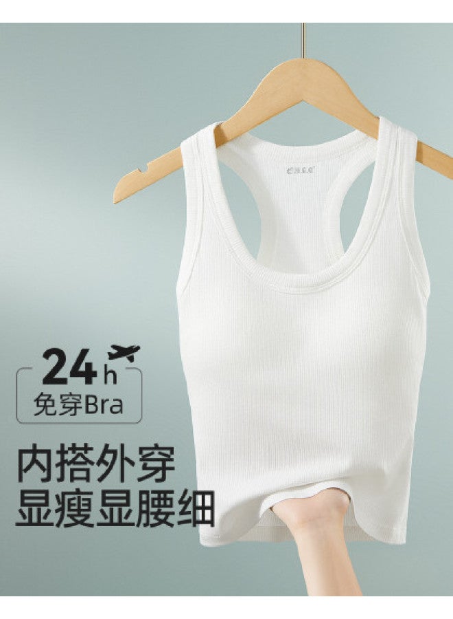 Top melon توب كاميس H-Back مع حمالة صدر مبطنة مدمجة، تصميم نحيف، تغطية جانبية، للاستخدام كطبقة أو بمفرده - Image 1